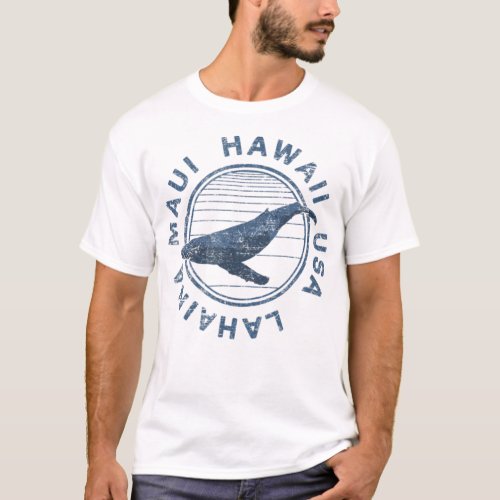 Maui Hawaii Lahaina Vintage Whale Retro T_Shirt