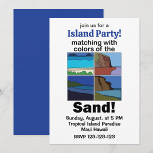 Maui Hawaii Matching Colors Of Sand Island Party Invitation