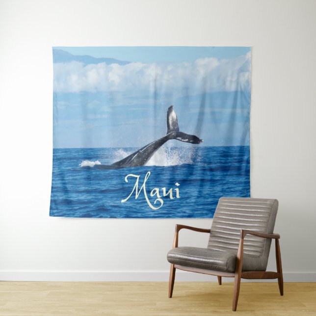 Maui Hawaii Ocean Whale Tail Tapestry (In Situ (Horizontal))