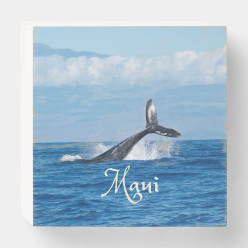 Maui Hawaii Ocean Whale Tail Wooden Box Sign