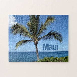 Maui Hawaii Palm Tree Blue Scenic Photography Jigsaw Puzzle