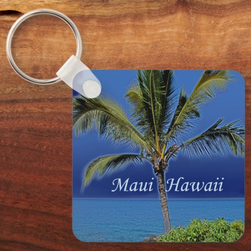 Maui Hawaii Palm Tree Ocean Photography Keychain