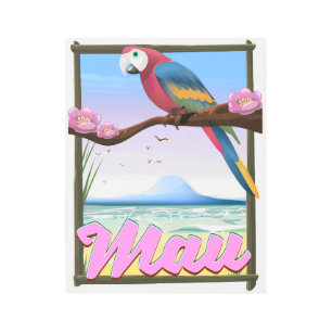Maui Hawaii parrot tropical travel poster