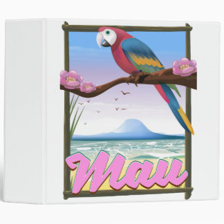Maui Hawaii parrot tropical travel poster 3 Ring Binder