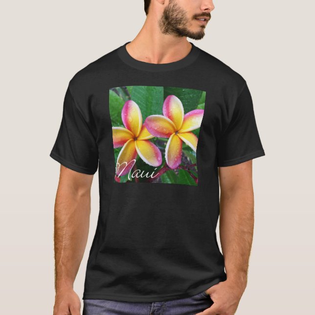 Maui Hawaii Plumeria Flowers T-Shirt (Front)