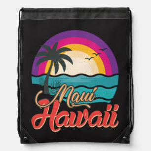 Maui Hawaii Sunset Beach Waves Drawstring Bag