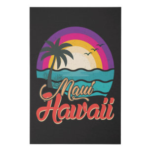 Maui Hawaii Sunset Beach Waves Faux Canvas Print