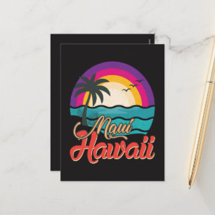 Maui Hawaii Sunset Beach Waves Holiday Postcard