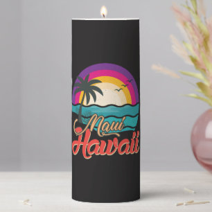 Maui Hawaii Sunset Beach Waves Pillar Candle