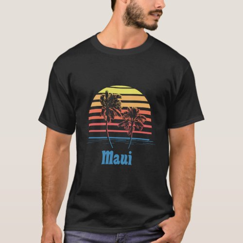 Maui Hawaii Sunset Palm Trees Beach T_Shirt