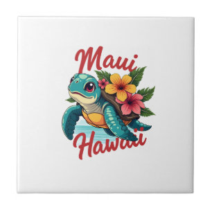 Maui Hawaii T Shirt Girl Women Kids Sea Turtle Haw Ceramic Tile