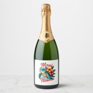 Maui Hawaii T Shirt Girl Women Kids Sea Turtle Haw Sparkling Wine Label