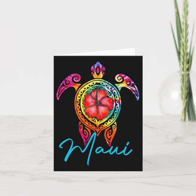 Maui Hawaii Tie Dye Sea Turtle  Card (Front)