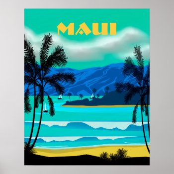 Maui Hawaii Travel Poster by AutumnRoseMDS at Zazzle