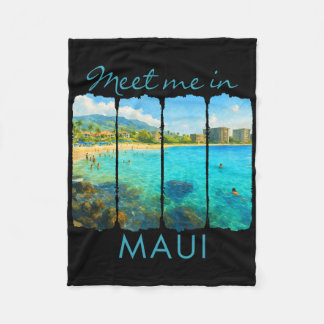 Maui Hawaii Traveling Trip Brushstroke Meet Me In Fleece Blanket