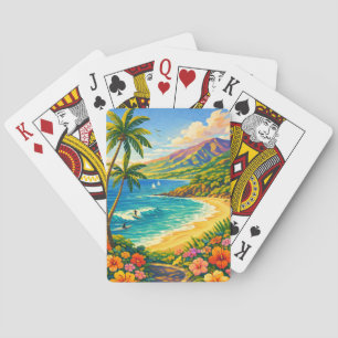Maui Hawaii Tropical Coastline Retro Travel Poker Cards