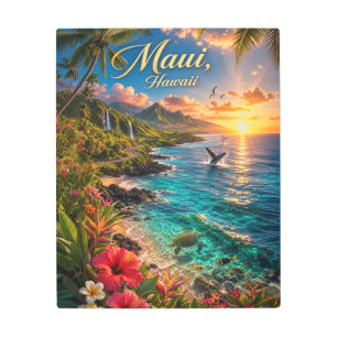 Maui Hawaii Tropical Coastline Travel Poster