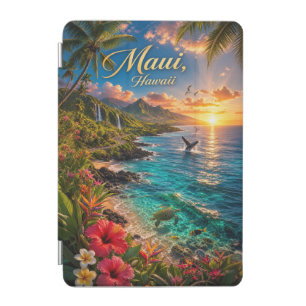 Maui Hawaii Tropical Coastline Travel Poster iPad Mini Cover
