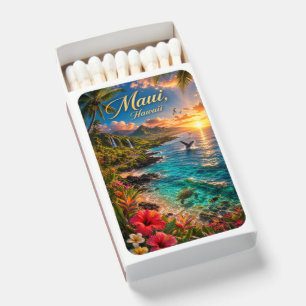 Maui Hawaii Tropical Coastline Travel Poster Matchboxes
