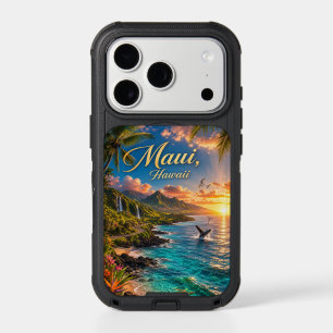 Maui Hawaii Tropical Coastline Travel Poster iPhone 17 Pro Case