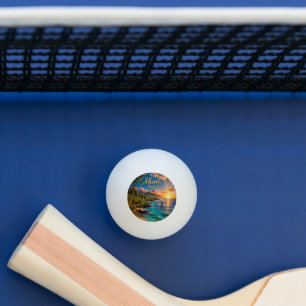 Maui Hawaii Tropical Coastline Travel Poster Ping Pong Ball