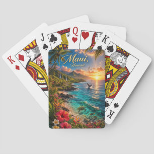 Maui Hawaii Tropical Coastline Travel Poster Poker Cards
