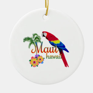 Maui Hawaii Tropical Island Parrot Ceramic Ornament