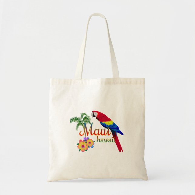 Maui Hawaii Tropical Island Parrot Tote Bag (Front)
