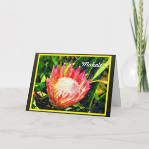 Maui Hawaii Tropical King Protea Flower, Mahalo Thank You Card