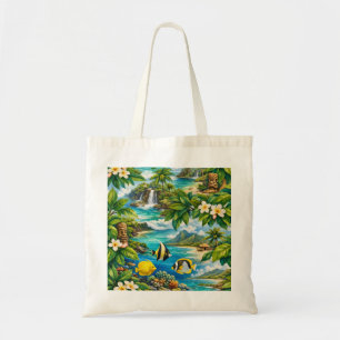 Maui Hawaii Tropical Waterfall Reef Fish Tote Bag