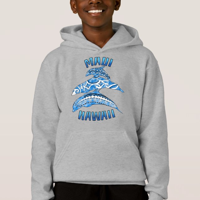 Maui Hawaii Vacation Tribal Dolphins Hoodie (Front)