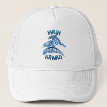 Maui Hawaii Vacation Tribal Dolphins Trucker Hat by BailOutIsland at Zazzle