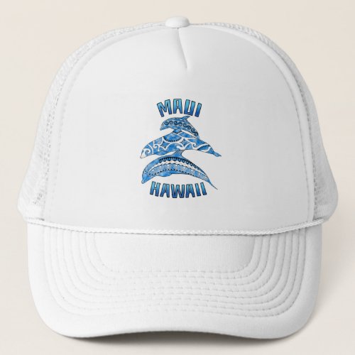 Maui Hawaii Vacation Tribal Dolphins Trucker Hat