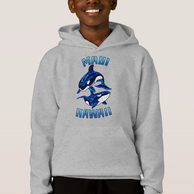 Maui Hawaii Vacation Tribal Orcas Hoodie (Front)