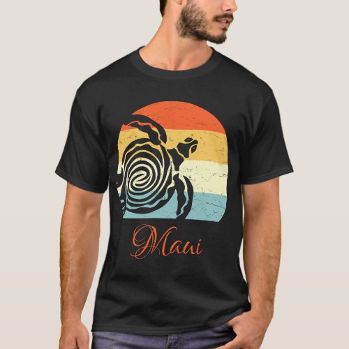 Maui Hawaii Vintage Retro Sea Turtle Vacation Sou T_Shirt