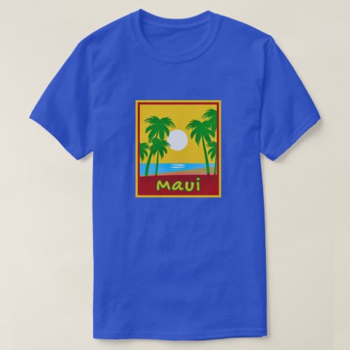 Maui Hawaii Vintage Sun Sea Sand Palm Trees T_Shirt