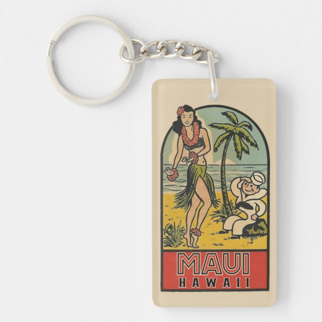 Maui,  Hawaii * Vintage Travel *   Keychain (Front)