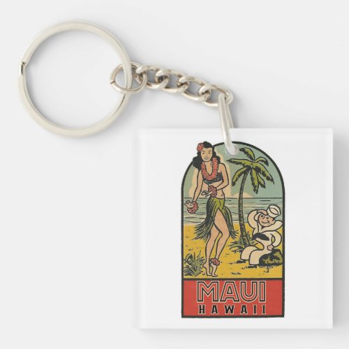 Maui  Hawaii  Vintage Travel    Keychain