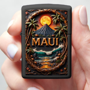 Maui Hawaii Volcano Wave Zippo Lighter