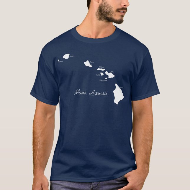 Maui Hawaii With Hawaiian Islands T-Shirt (Front)
