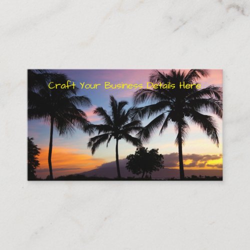 Maui Hawaiian Sunset Palm Trees Business Card