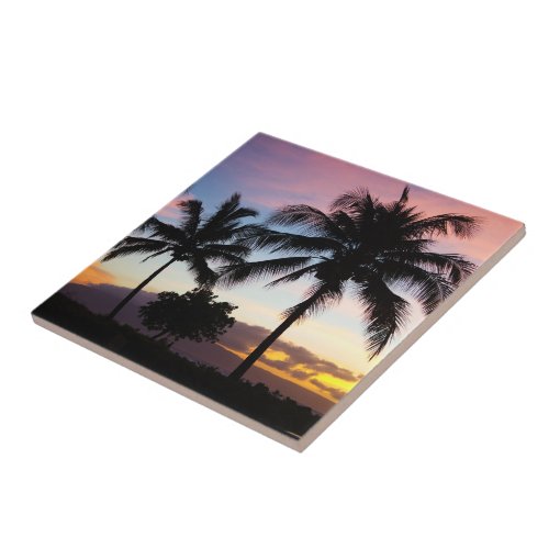 Maui Hawaiian Sunset Palm Trees Ceramic Tile Zazzle