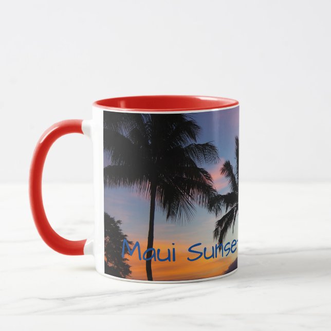 Maui Hawaiian Sunset Palm Trees Mug (Left)