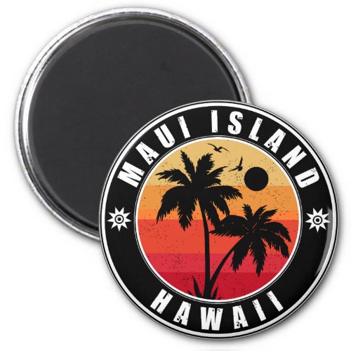 Maui Island Hawaii Retro Palm Trees 60s Souvenirs Magnet