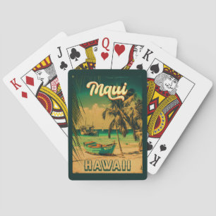 Maui Island Hawaii Retro Palm Trees 60s Souvenirs Poker Cards