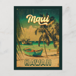 Maui Island Hawaii Retro Palm Trees 60s Souvenirs Postcard