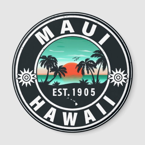 Maui Island Hawaii Retro Sunset Souvenirs 60s Magnet