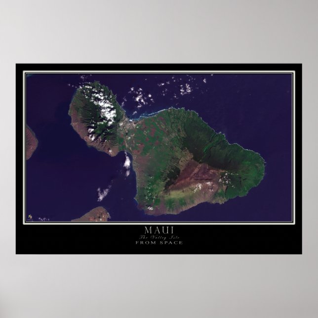 Maui Island Hawaii Satellite Poster Map (Front)