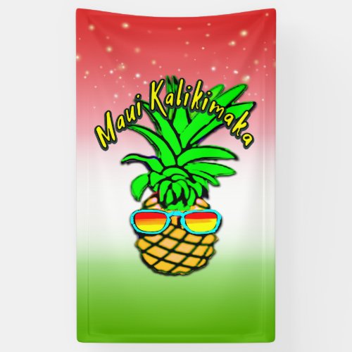 Maui Kalikimaka Pun Hawaiian Christmas Pineapple Banner