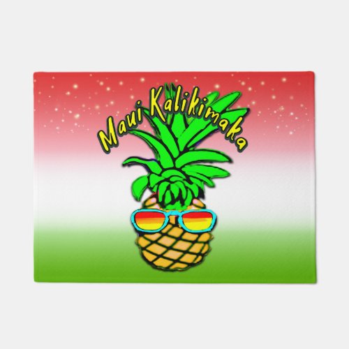 Maui Kalikimaka Pun Hawaiian Christmas Pineapple Doormat